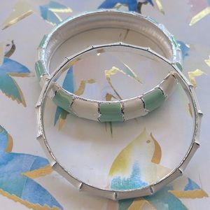 Enamel bracelets in beautiful aqua and white